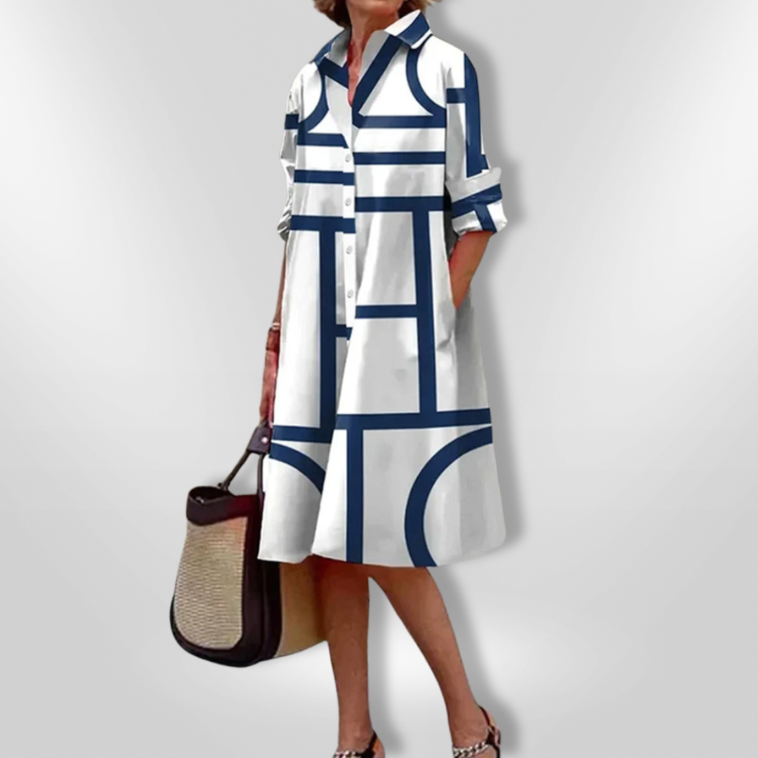 Lova & Soul | Helena Geometrische Midi Jurk