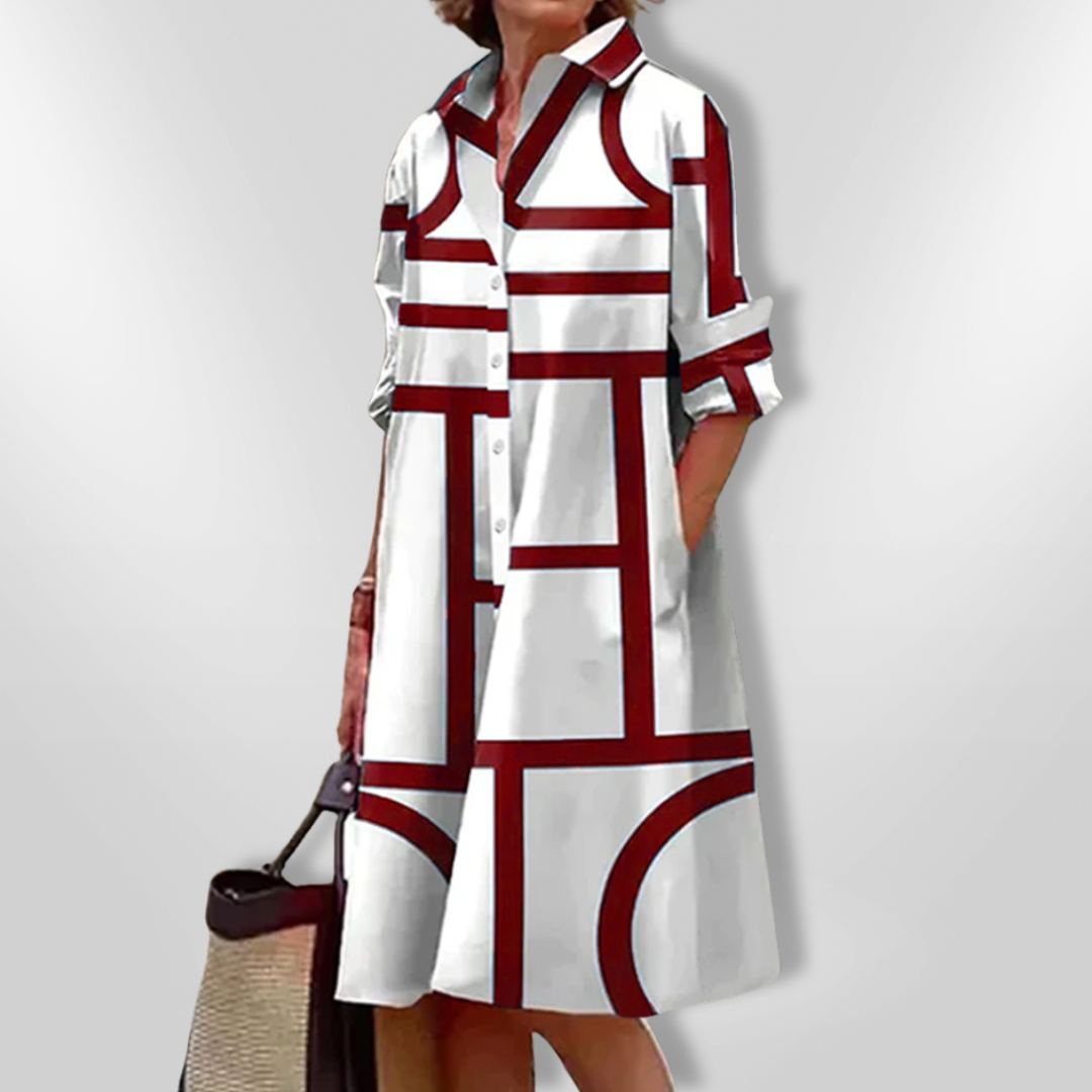 Lova & Soul | Helena Geometrische Midi Jurk