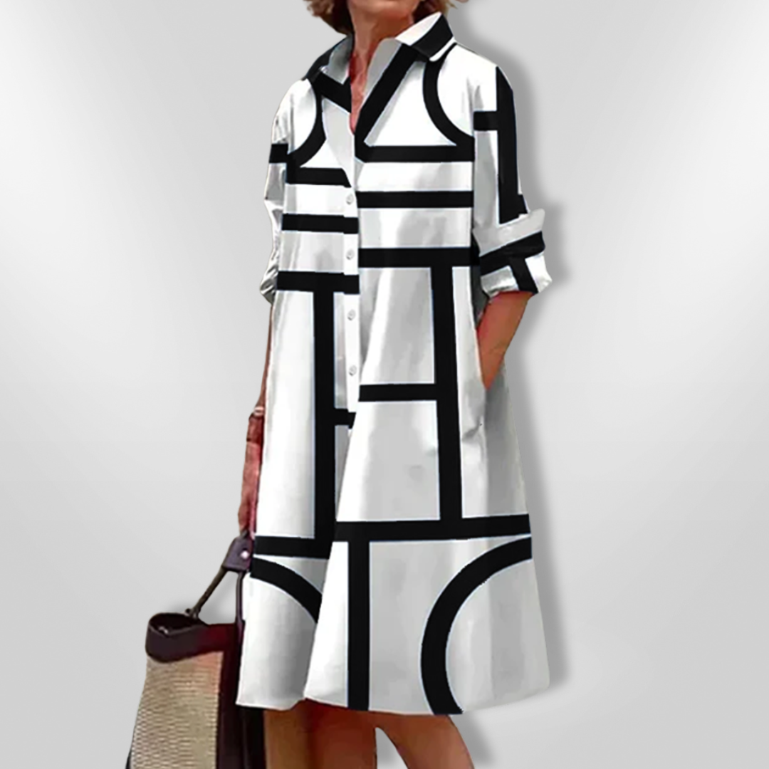 Lova & Soul | Helena Geometrische Midi Jurk