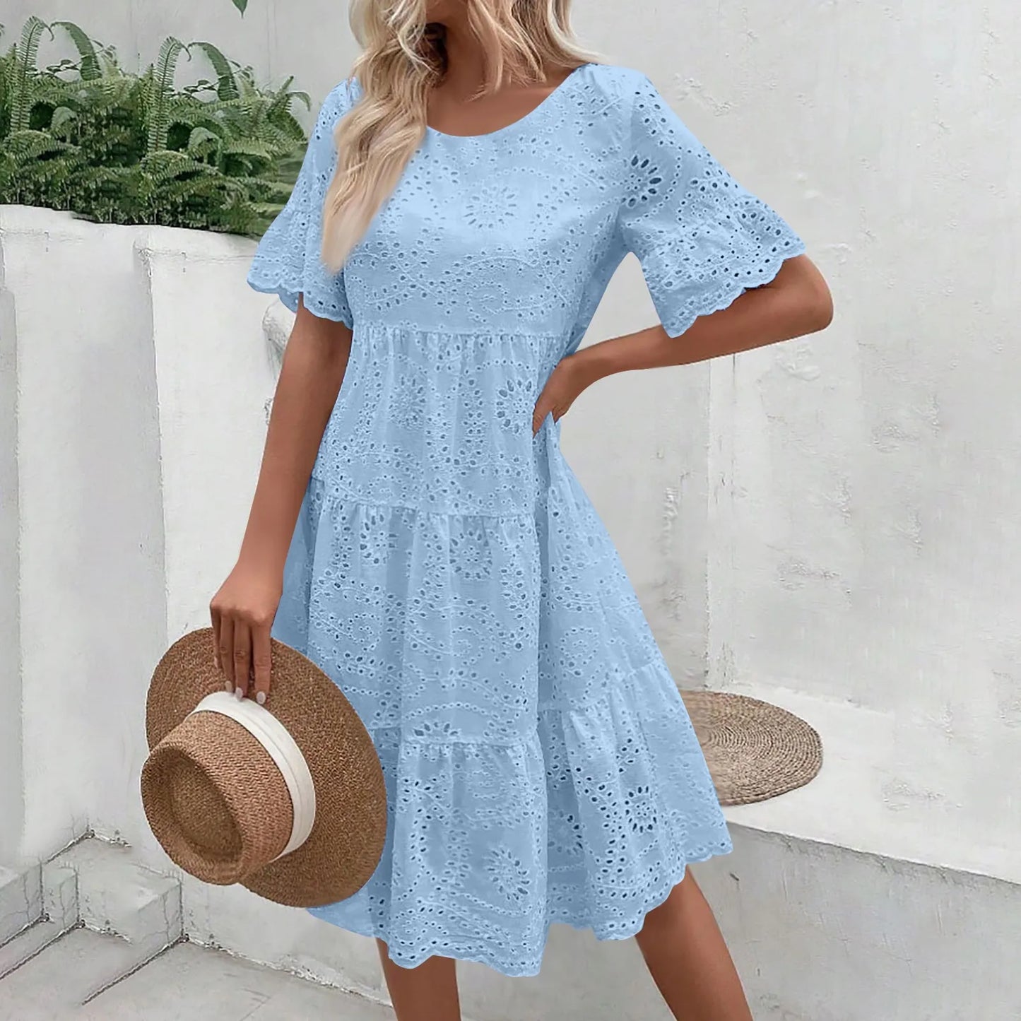 Lova & Soul | Isla – Kanten Zomerjurk met Korte Mouwen
