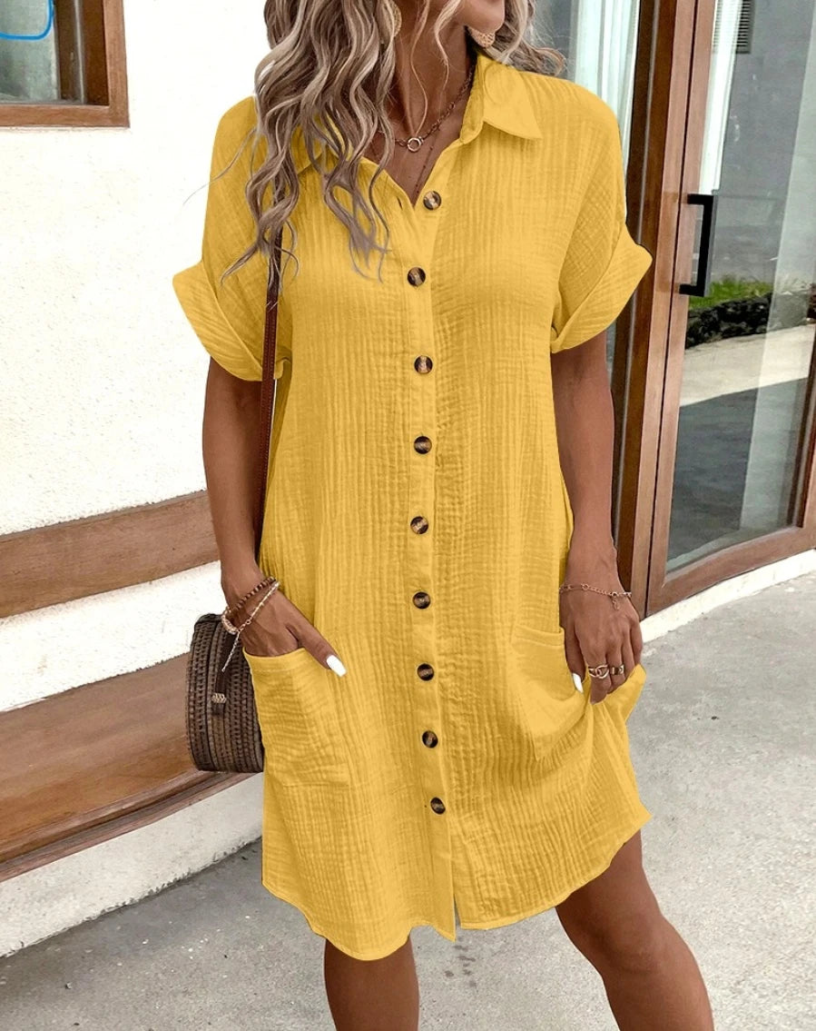 Lova & Soul | Lea – Katoen-Linnen Zomerjurk met V-Hals