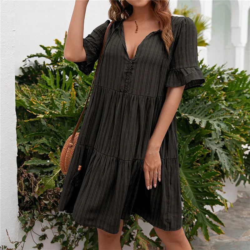 Lova & Soul | Nora – Zomerjurk met Knoopdetail en Volants