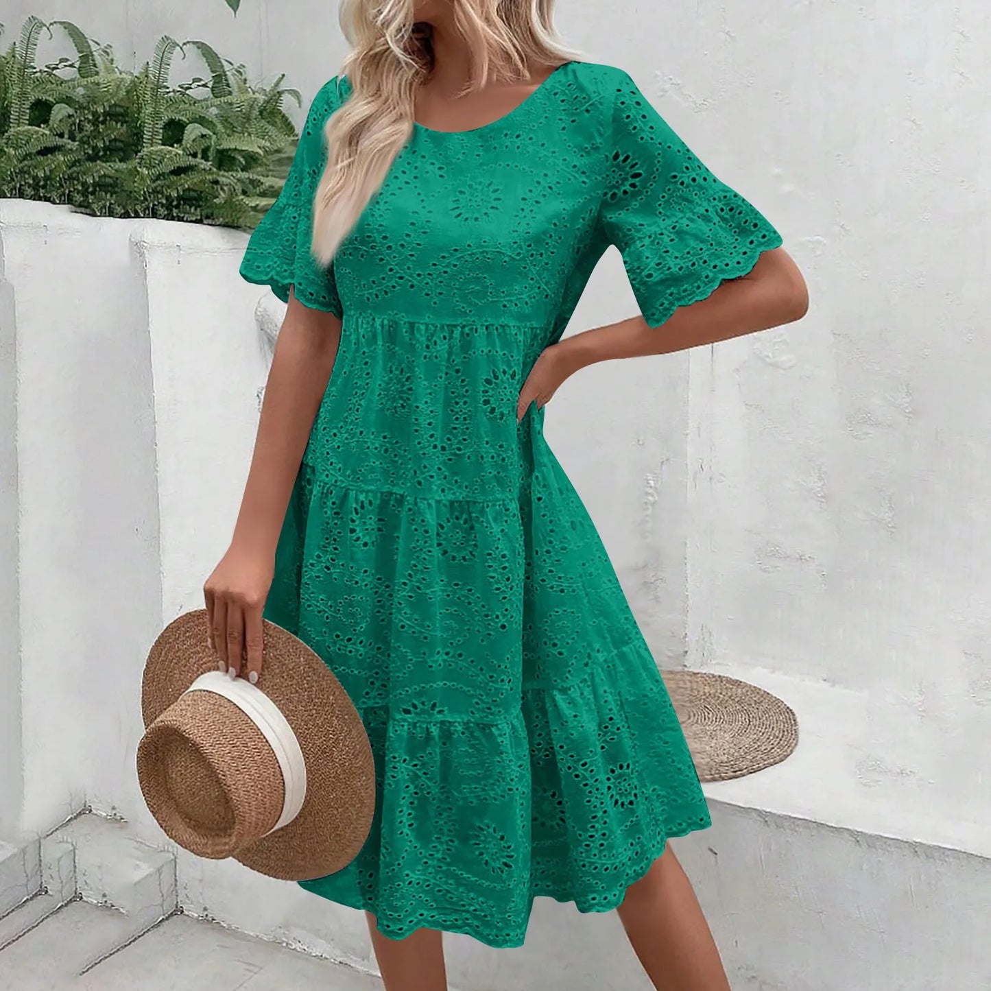 Lova & Soul | Isla – Kanten Zomerjurk met Korte Mouwen