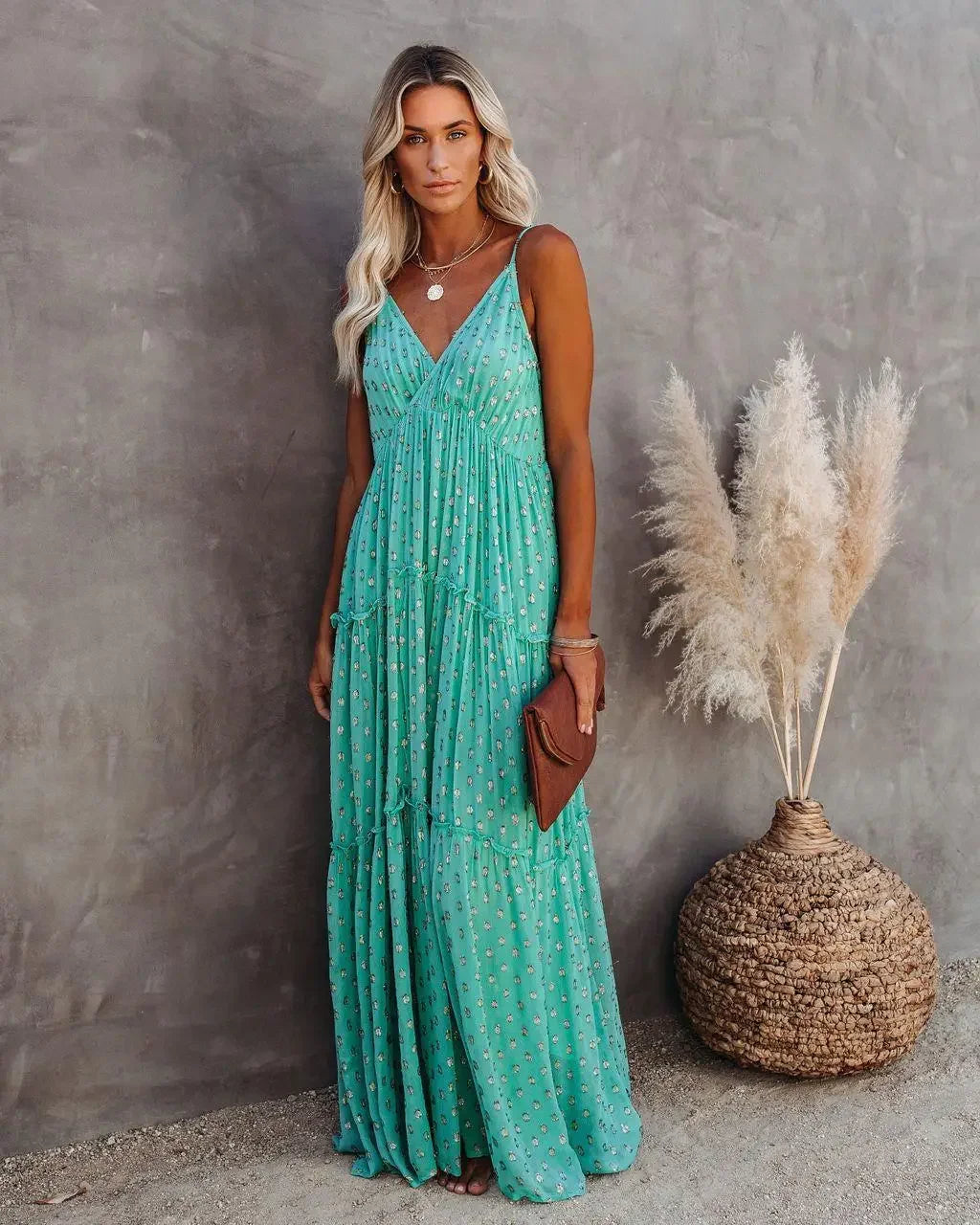 Lova & Soul | Lila – Bloemige Maxi Zomerjurk met Spaghettibandjes