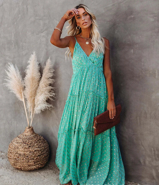 Lova & Soul | Lila – Bloemige Maxi Zomerjurk met Spaghettibandjes