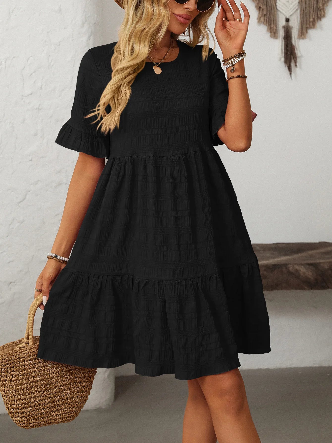 Lova & Soul | Lianne – Zomerjurk met Ruffle Mouwen en Boho Touch
