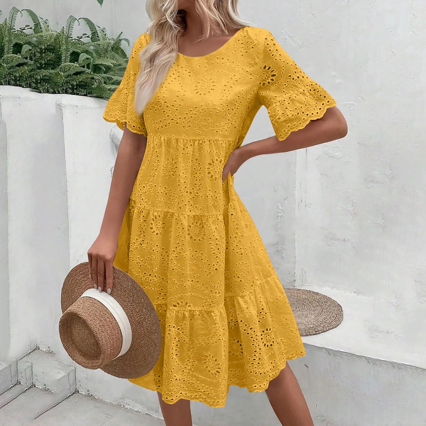 Lova & Soul | Isla – Kanten Zomerjurk met Korte Mouwen