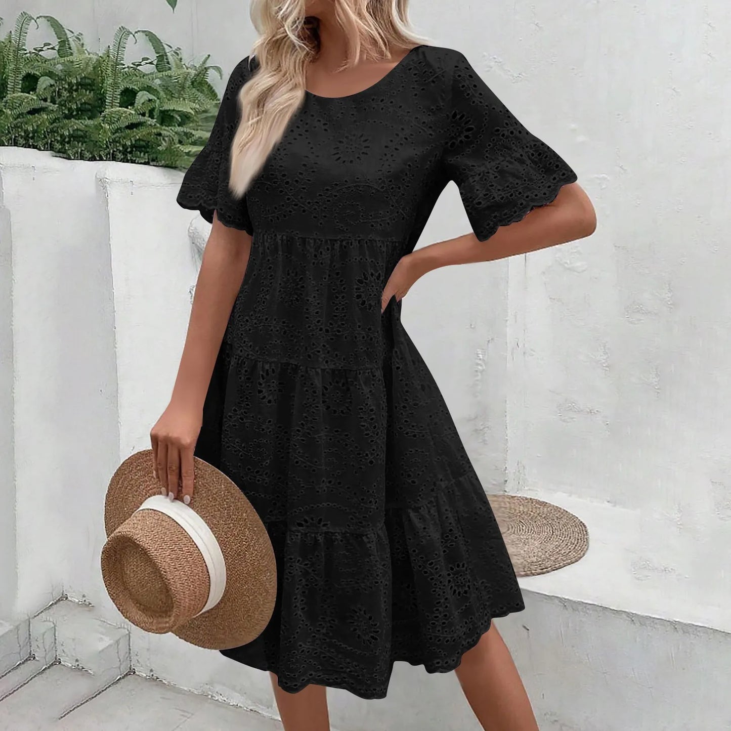 Lova & Soul | Isla – Kanten Zomerjurk met Korte Mouwen