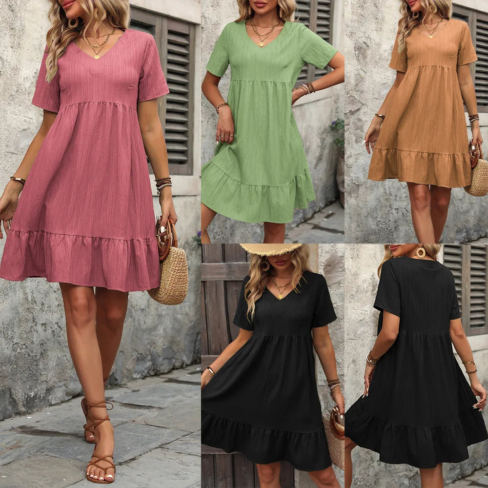 Lova & Soul | Liva – Zomerjurk met Ruffle Zoom en V-Hals