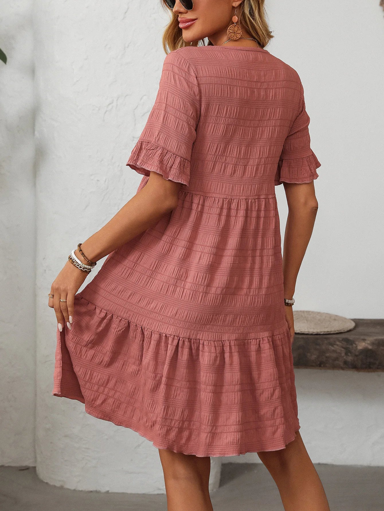 Lova & Soul | Lianne – Zomerjurk met Ruffle Mouwen en Boho Touch