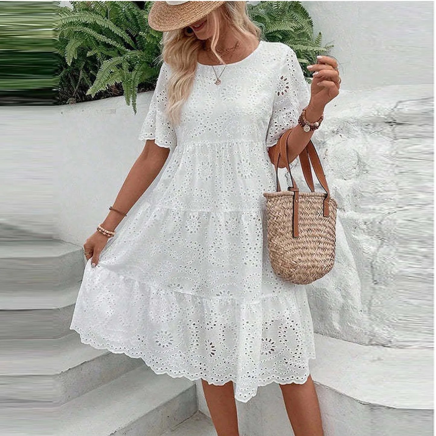 Lova & Soul | Isla – Kanten Zomerjurk met Korte Mouwen