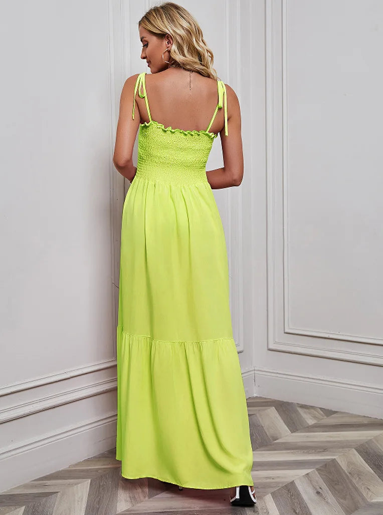 Lova & Soul | Jolie – Zwarte Maxi Zomerjurk met Strikbandjes