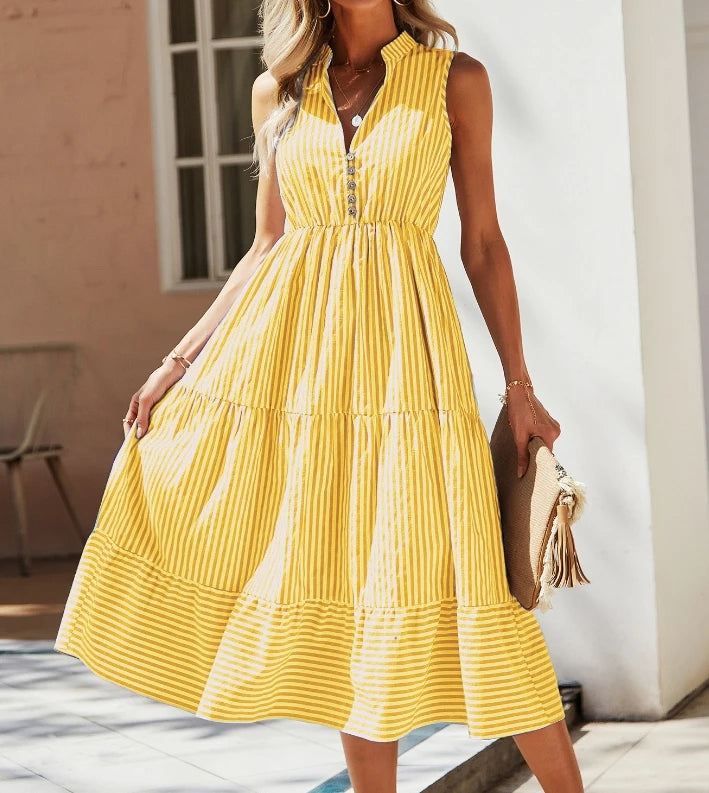 Lova & Soul | Noa – Mouwloze Strepenjurk met Knoopdetail