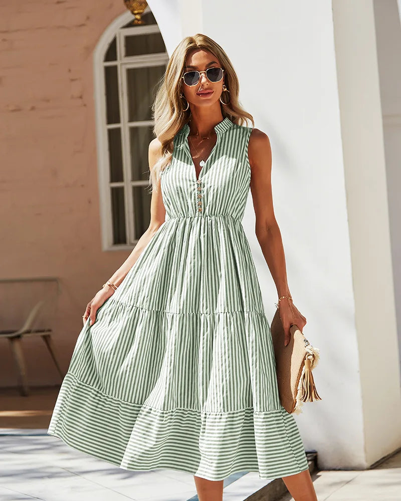 Lova & Soul | Noa – Mouwloze Strepenjurk met Knoopdetail