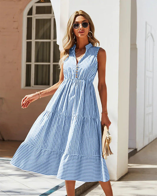 Lova & Soul | Noa – Mouwloze Strepenjurk met Knoopdetail