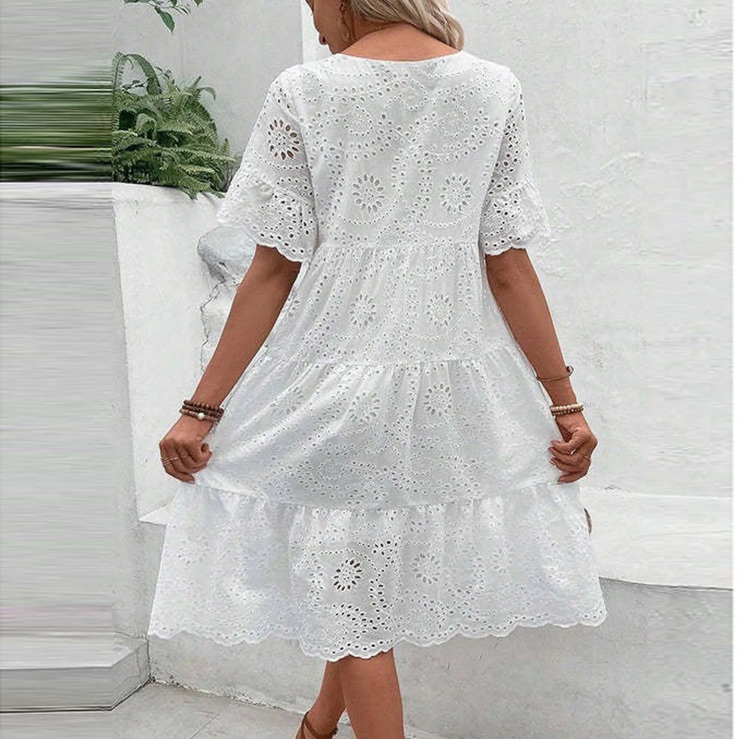 Lova & Soul | Isla – Kanten Zomerjurk met Korte Mouwen