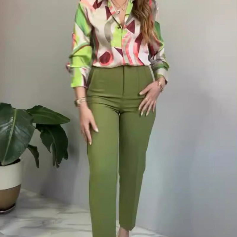 Lova & Soul | Nova Set – Bedrukt Shirt & Broek met Knopen