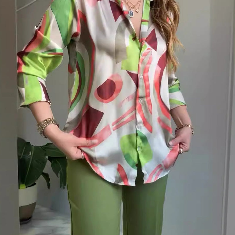 Lova & Soul | Nova Set – Bedrukt Shirt & Broek met Knopen