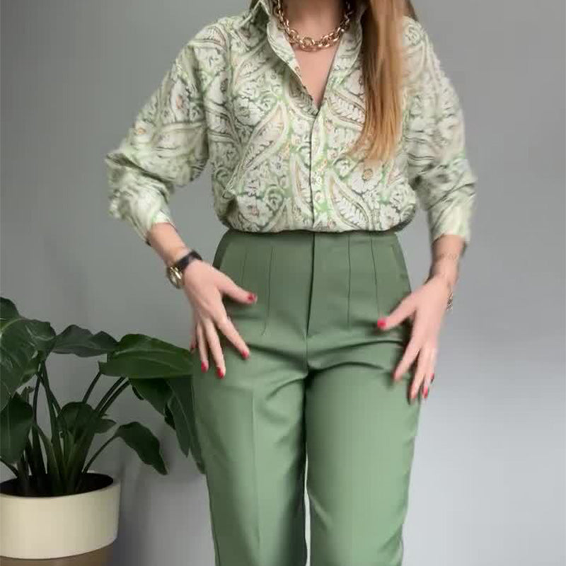 Lova & Soul | Nova Set – Bedrukt Shirt & Broek met Knopen