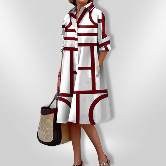 Lova & Soul | Helena Geometrische Midi Jurk