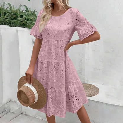 Lova & Soul | Isla – Kanten Zomerjurk met Korte Mouwen