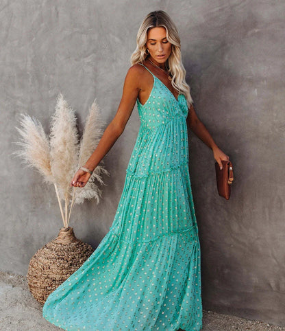 Lova & Soul | Lila – Bloemige Maxi Zomerjurk met Spaghettibandjes