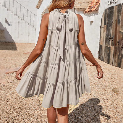 Lova & Soul | Mira – Mouwloze Zomerjurk met Elegante Plooi
