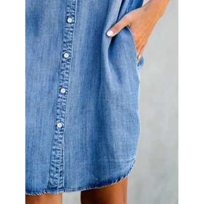 Lova & Soul | Linda – Losvallende Blousejurk met Denimlook