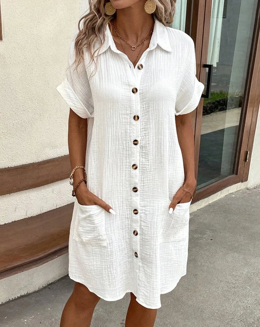 Lova & Soul | Lea – Katoen-Linnen Zomerjurk met V-Hals