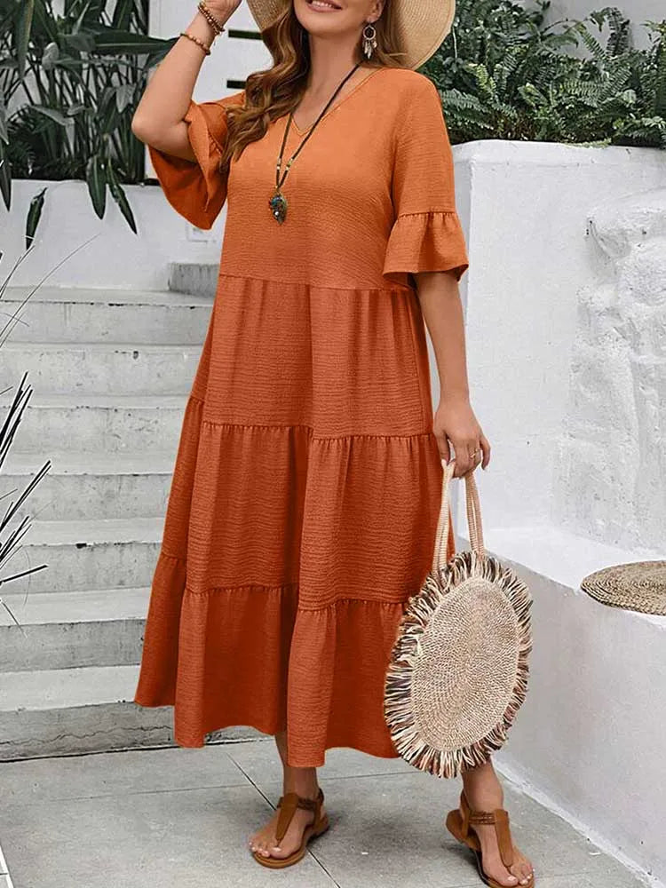Lova & Soul | Elin – Losvallende Maxi Jurk met Volants