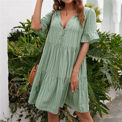 Lova & Soul | Nora – Zomerjurk met Knoopdetail en Volants