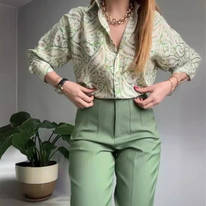 Lova & Soul | Nova Set – Bedrukt Shirt & Broek met Knopen
