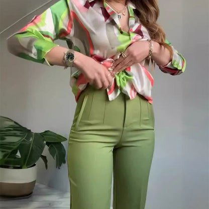 Lova & Soul | Nova Set – Bedrukt Shirt & Broek met Knopen