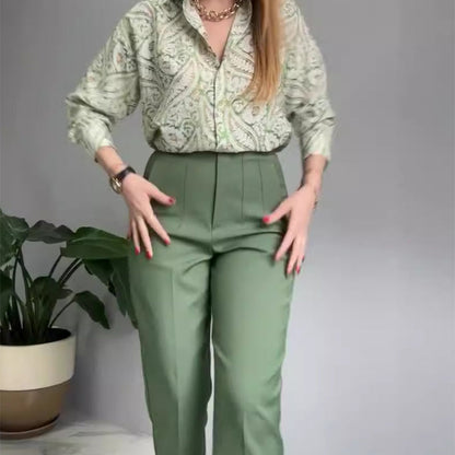 Lova & Soul | Nova Set – Bedrukt Shirt & Broek met Knopen